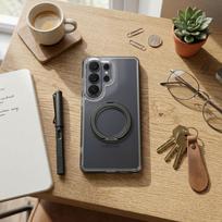 Juodas Frame Circle Stand dėklas Xiaomi Redmi 17 4G / 5G, suderinamas su MagSafe