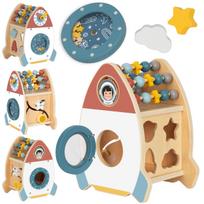 TOOKY TOY Kosminės raketos veiklų rūšiuoklis – medinis labirintas