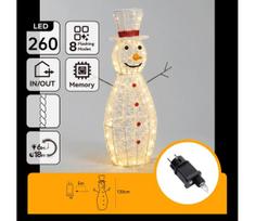 Aigostar-LED Lauko kalėdinė dekoracija 260xLED/8 funkcijų 1,2m IP44 šiltai balta sniego senis