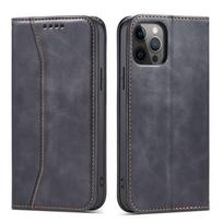 Atverčiamas dėklas iPhone 12 Pro Max su kortelių dėklu ir magnetu, juodas