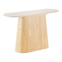 Kreminės spalvos/natūralios spalvos konsolinis staliukas su akmens stalviršiu 40x130 cm Larvik – House Nordic