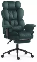 Hells Chair Biuro kėdė su kojų atrama ir reguliuojamais porankiais, veliūrinis audinys, žalia