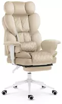 Hells Chair Biuro kėdė su kojų atrama ir reguliuojamais porankiais, veliūrinis audinys, smėlio