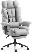 Hells Chair Biuro kėdė su kojų atrama ir reguliuojamais porankiais, audinys, pilka