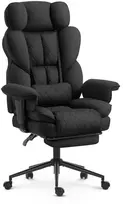 Hells Chair Biuro kėdė su kojų atrama ir reguliuojamais porankiais, audinys, juoda
