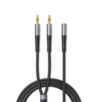 Juodas 0,5 m garso adapteris Orico AX1 su 3,5 mm mini jack ausinių ir mikrofono šakotuvu