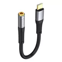 Juodas 20 cm garso laidas Orico AXC-02: USB-C – 3,5 mm jack