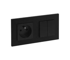 Legrand -Dvigubas laiptų jungiklis 6+6 ir namų elektros rozetė NILOE STEP 250V juoda