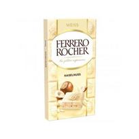 FERRERO ROCHER lazdynų riešutų aukščiausios kokybės baltojo šokolado plytelė 90g