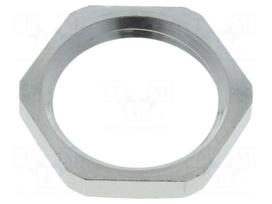 Nut | PG9 | brass | nickel | Thk: 2.8mm | Spanner: 18mm | Thread: PG