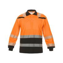 Polo marškinėliai, S/38 dydis, ilgomis rankovėmis, oranžiniai/juodi, „Hydrowear“