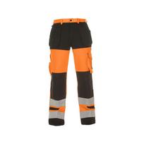 Kelnės 44-48", gero matomumo, oranžinės/juodos, „Trendy High Visible Line Hydrowear“