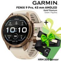 GARMIN Fenix 9 Pro 43mm AMOLED, Gold Titanium Cream/Fog Gray + HRM 200 Sensor sportinis laikrodis 010-04335-26 / 010-13388-00