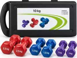 Vinilinių hantelių rinkinys su lagaminėliu – 10 kg