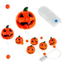 Helovyno šviečianti LED moliūgų girlianda, oranžinė sp.