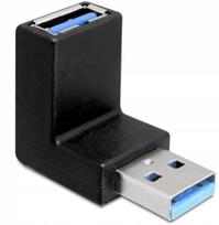 Delock USB 3.2 Gen 1 Adapter, USB-A Male to USB-A Female 90° (black, angled up/down)