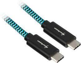 Sharkoon USB 3.2 Gen 2 Cable, USB-C Male to USB-C Male (black/light blue, 0.5 meter, sleeved)