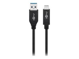 Goobay USB 3.2 Gen 2 Cable, USB-A to USB-C (black, 0.5 meter, charging up to 60 watts)