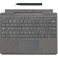 Microsoft klaviatūra Surface Pro 9/10 su Slim Pen, 8X8-00186, anglų, pilka, Alcantara, magnetinis, daugialypės terpės klavišai