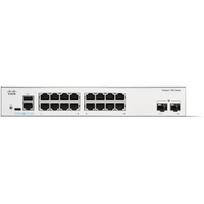 Cisco komutatorius CATALYST 1300 C1300-16T-2G, 16x 10/100/1000, 2x 1G SFP, be ventiliatoriaus, be PoE