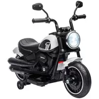 Vaikiškas elektrinis motociklas su 2 nuimamais mokomaisiais ratais, 3 km/val., skirta 1,5-3 metų vaikams, Baltas 76 x 42 x 57 cm