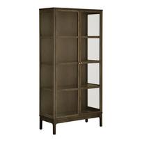 Tamsiai rudos spalvos vitrina iš ąžuolo 90x180x40 cm Zamora – House Nordic