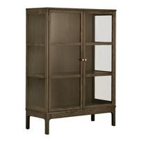 Tamsiai rudos spalvos vitrina iš ąžuolo 90x126x40 cm Zamora – House Nordic