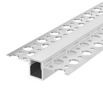 Įleidžiamas / įleidžiamas anoduotas aliuminio profilis su matiniu stiklu LED juostelei gipso kartono plokštėms, 2m x 56mm x 15mm