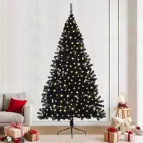 Dirbtinis prieššventinis eglutė su šviesomis Juoda 240 cm PVC