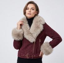 Moteriška bordo žieminė striukė su kailiuku Loren