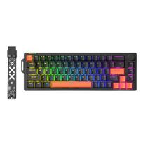 Mechaninė žaidimų klaviatūra Furycube V68, 65 %, RGB, su sukamuoju valdikliu, juoda–oranžinė