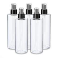 250 ml skaidrus PET butelis su juodu pumpuru, 5 vnt. rinkinys