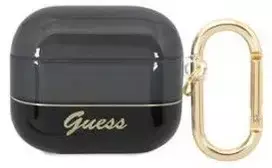 Ausinių dėklas Guess Apple AirPods 3 permatomas dėklas juodas