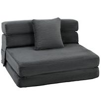 Sulankstomas fotelis-lova 2-in-1 su pagalve, tamsiai pilkas