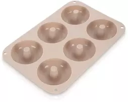 Silikoninė spurgų kepimo forma 6 ertmių, smėlio spalvos, 25,5 × 17,5 × 3,5 cm