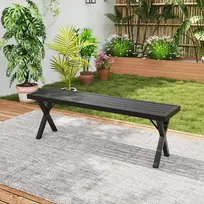 Lauko suoliukas su grotelinė sėdyne ir X formos kojomis, juodas, 137,2 × 35,6 × 45,7 cm