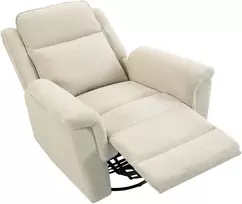 Atlošiamas fotelis su 360° pasukimo ir supimo funkcijomis, kreminės baltos spalvos, 99 × 97 × 102 cm