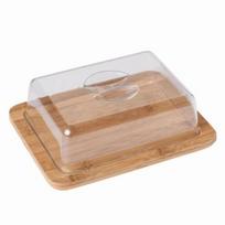 Padėklas Bambukinis su plastikiniu gaubtu 25x20 cm