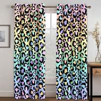Leopardo rašto spalvotos juostelės simbolis 3D užuolaida Tinka svetainei, miegamajam, virtuvei, balkonui Langų dekoracija 2 panelės 50W130H(CM)X2PCS&Hook beige