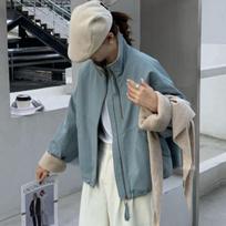 Lamb wool short pie overcomes women's winter casual loose small cotton jacket L 125-145 šviesiai mėlyna spalva