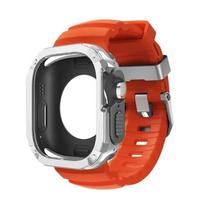 Silikoninis dirželis+TPU PC dėklas Apple Watch Ultra 3 2 1 49mm, iWatch Series 11 10 46mm dirželis, Iwatch 9 8 7 6 5 4 45mm 44mm 49mm-Ultra 3 2 1 black