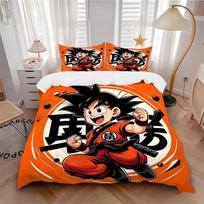 3 vnt. „Dragon Ball Z“ mielas Son Goku margintas pledų komplektas Minkštas ir patogus pledo užvalkalas miegamajam ir bendrabučio dekoratyvinis patalynės komplektas. L036 200x200cm