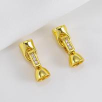 DIY Jewelry Accessories Connector Clasp 18K Gold Plated Geometry Zirconia Double Loop Fastener Necklace Bracelet Making Supplies 1piece beige