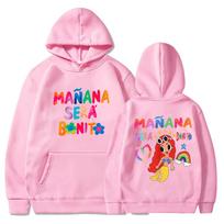 Female Singer Karol G Hoodies Manana Sera Bonito Printing Hoodie Multi-colors Sweatshirts Y2k Fleece Hoody for Men Women XL rožinė