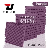 TOUO 6-48 Pack Acoustic Panels Sound Proof Foam Panels Wall Soundproofing Acoustic Foam Panels  Flame Retardant Medium Density&12 Pcs With Tapes&2.5cm Thick