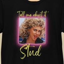 Grease Sandy Tell Me About It, Stud Olivia Newton-John Graphic T-Shirt XL brown
