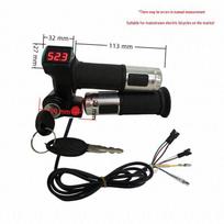 Red Screen Electric Vehicle Throttle Twist Grip with Voltage Display black