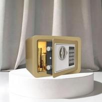 Small Steel Digital Safe Box Electronic Keypad Deposit Slot Floor Mountable for Home Office Cash Passport Jewelry Storage A5 beige