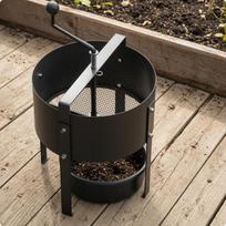 Rotary Soil Sieve ThreeLeg Support HandCrank Metal Compost Sifter Four Meshes Single Mesh black