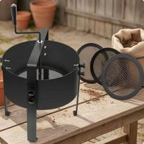 Rotary Soil Sieve ThreeLeg Support HandCrank Metal Compost Sifter Four Meshes Four Meshes